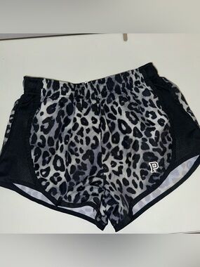 Victoria's Secret Black and Gray Leopard Athletic Shorts